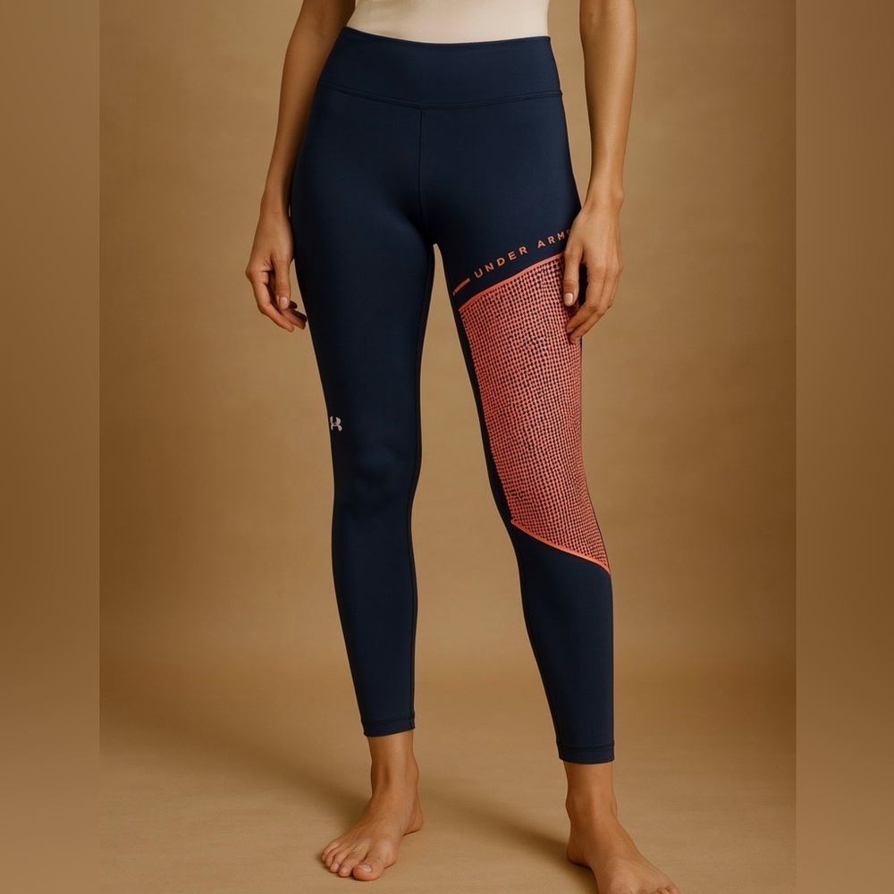 Under Armour Women's Dark Blue and Orange Leggings